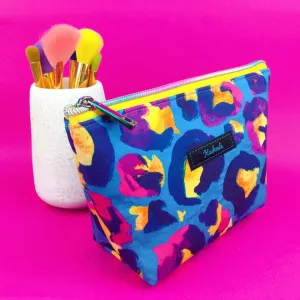 Electric Leopard Medium Cosmetic Bag. Kasey Rainbow Design.
