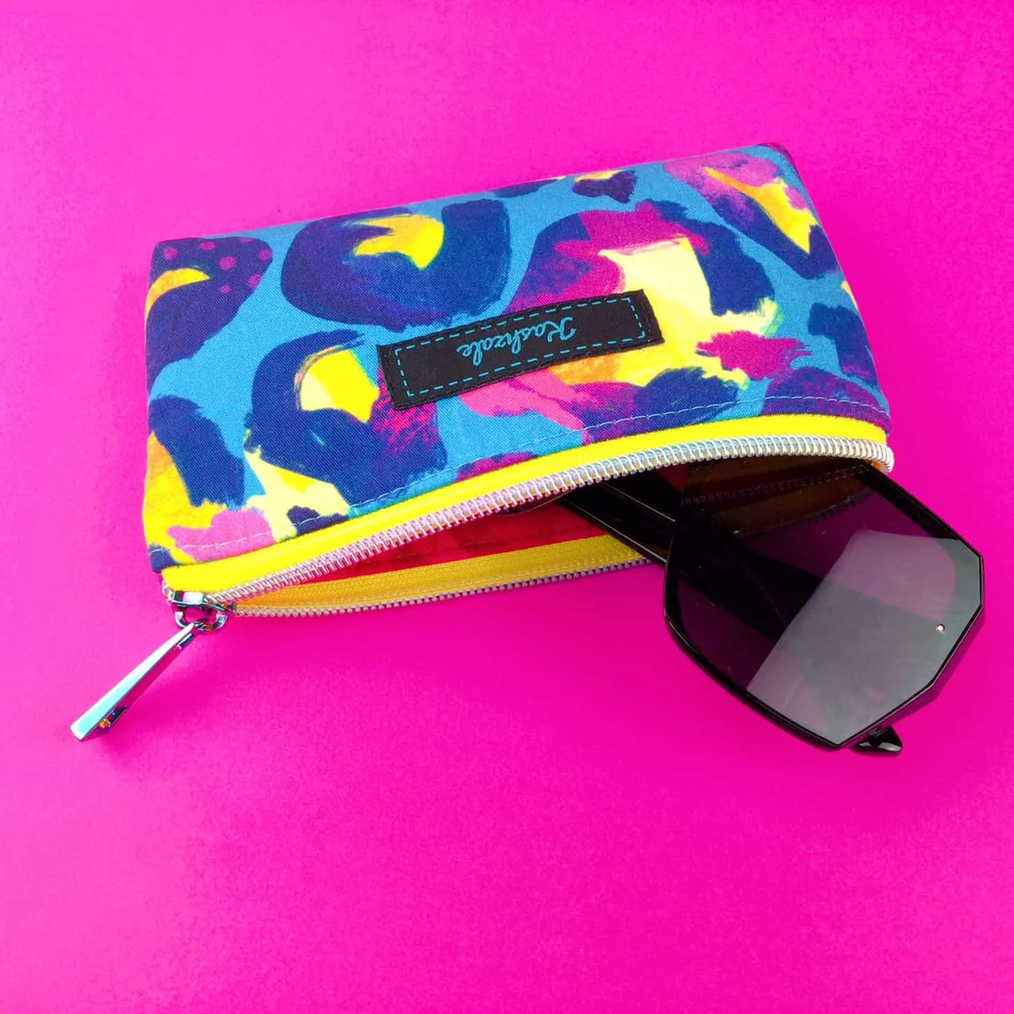 Electric Leopard Sunglasses bag, glasses case. Kasey Rainbow Design