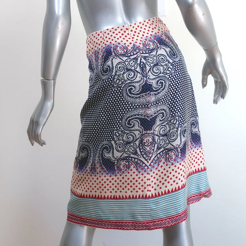 Etro Scarf Print Silk Skirt Cream/Multi Size 38