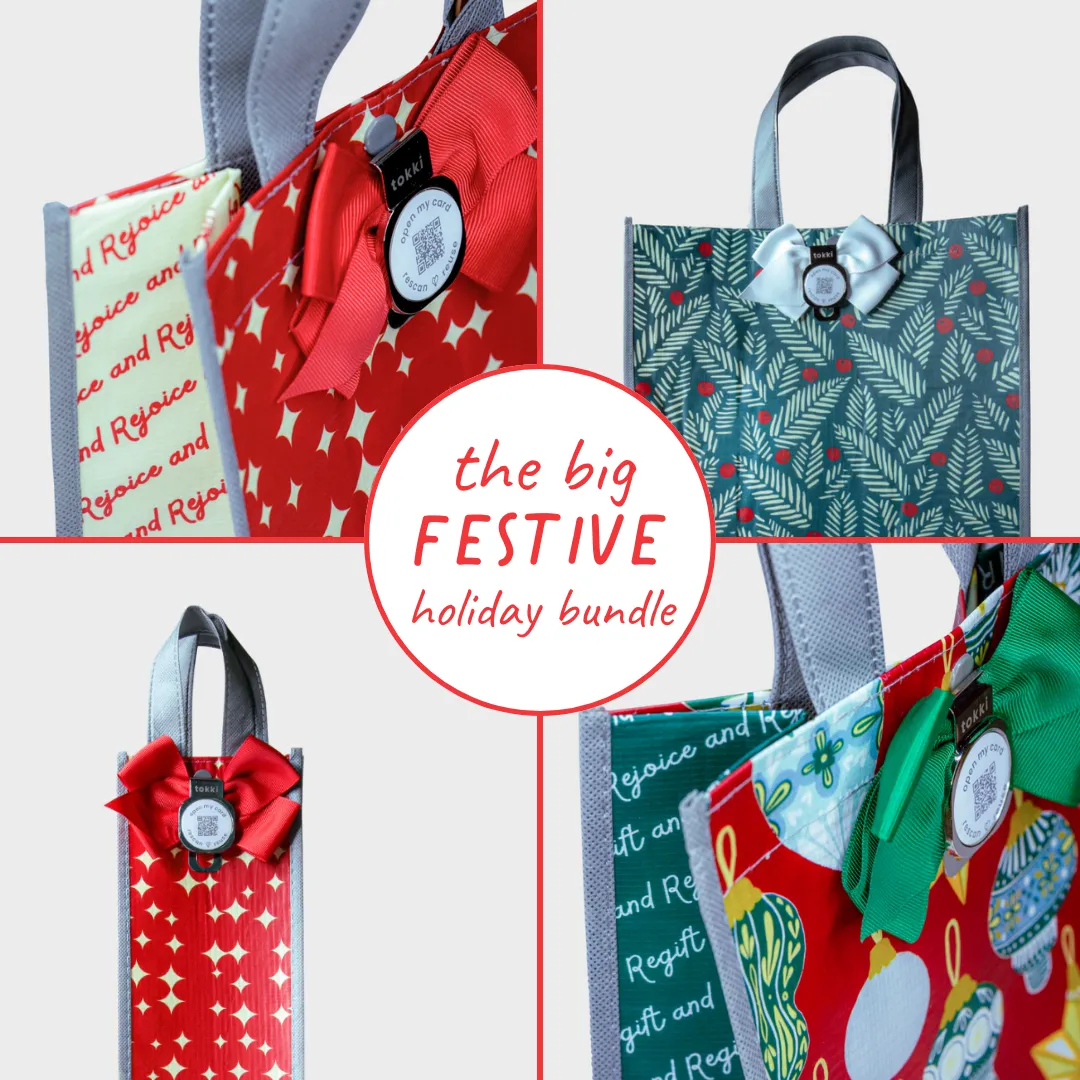 Everything Under the Tree - Festive Collection | Reusable Gift Bag   QR Greeting Card Bundle | 15 Pieces