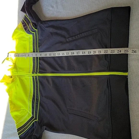 Fila Neon Yellow Gray Zipper Jacket Medium EUC