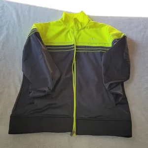 Fila Neon Yellow Gray Zipper Jacket Medium EUC