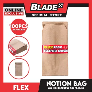 Flex Notion Bag Flat Bottom 100pcs XXS 3x5 inches PBAG148 Kraft Paper Bag