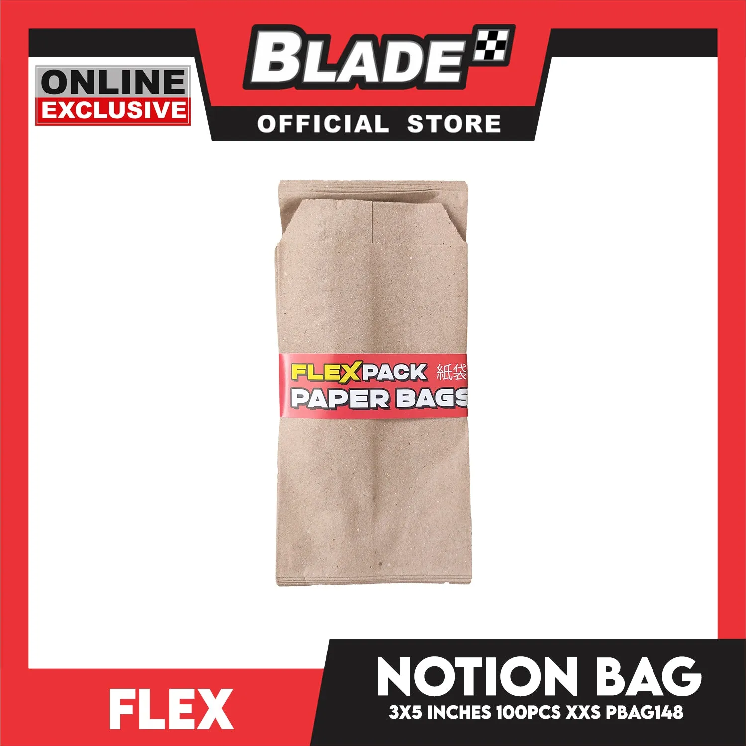 Flex Notion Bag Flat Bottom 100pcs XXS 3x5 inches PBAG148 Kraft Paper Bag