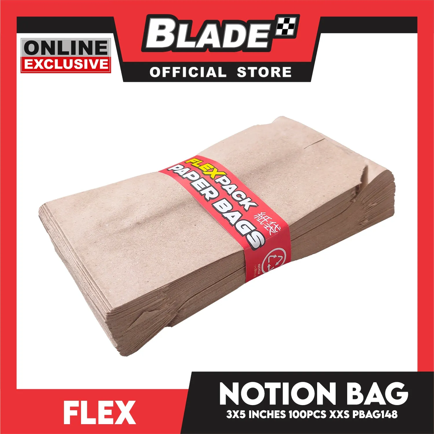 Flex Notion Bag Flat Bottom 100pcs XXS 3x5 inches PBAG148 Kraft Paper Bag
