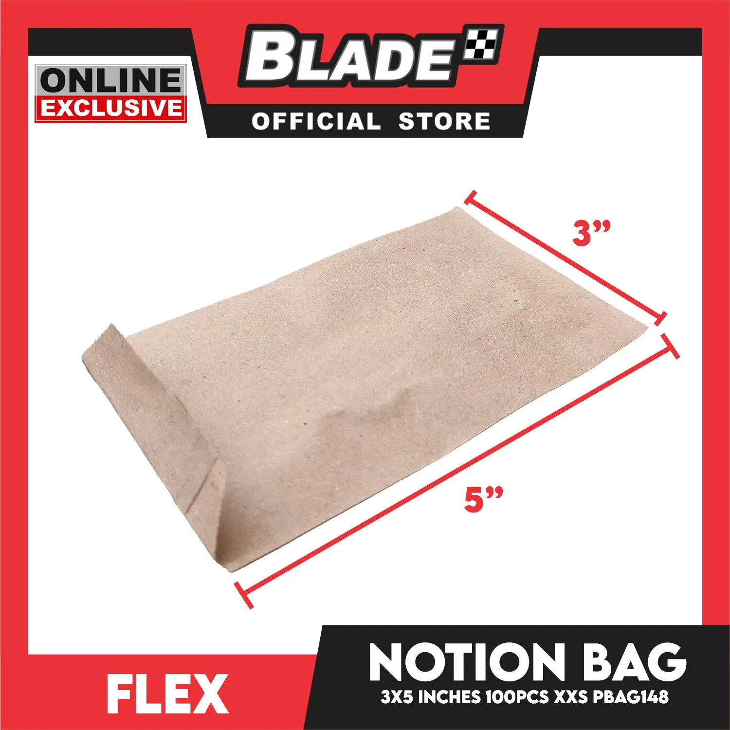 Flex Notion Bag Flat Bottom 100pcs XXS 3x5 inches PBAG148 Kraft Paper Bag