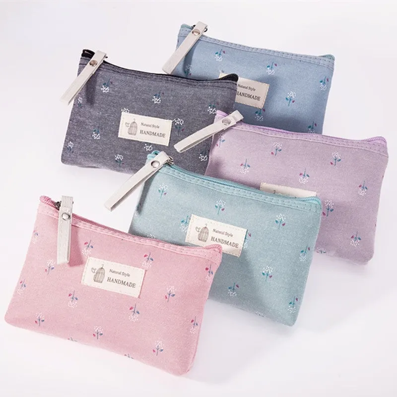 Floral Canvas Cosmetic Bag