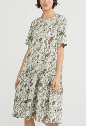 Flowerette Drop Waist Midi Dress