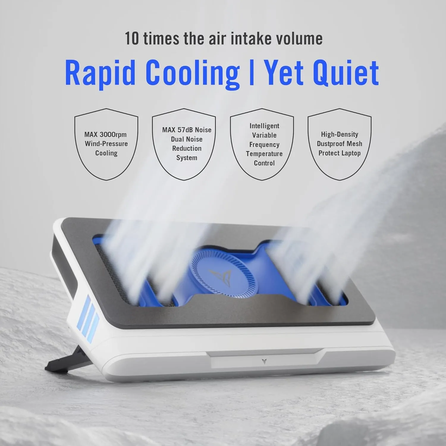 Flydigi BS1 Laptop Cooling Pad Wind-Pressure Closed-Loop Turbo-Fan (MAX 3000RPM) Dual Noise Reduction Intelligent Temperature Control 3-Angle Adjustable RGB Laptop Cooling Stand Wide Compatibility