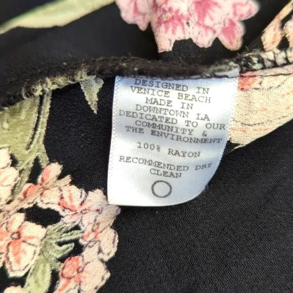 Flynn Skye Black Floral Print Wrap it Up Maxi Skirt Size Small
