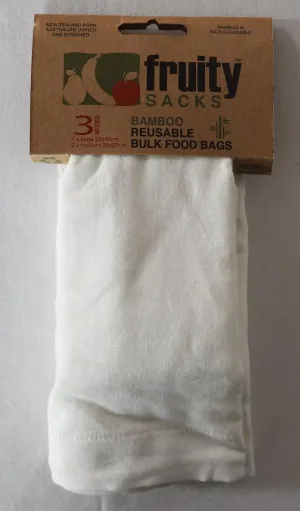 Fruity Sacks Reusuable Bamboo Bulk Food Bags - 3 pack