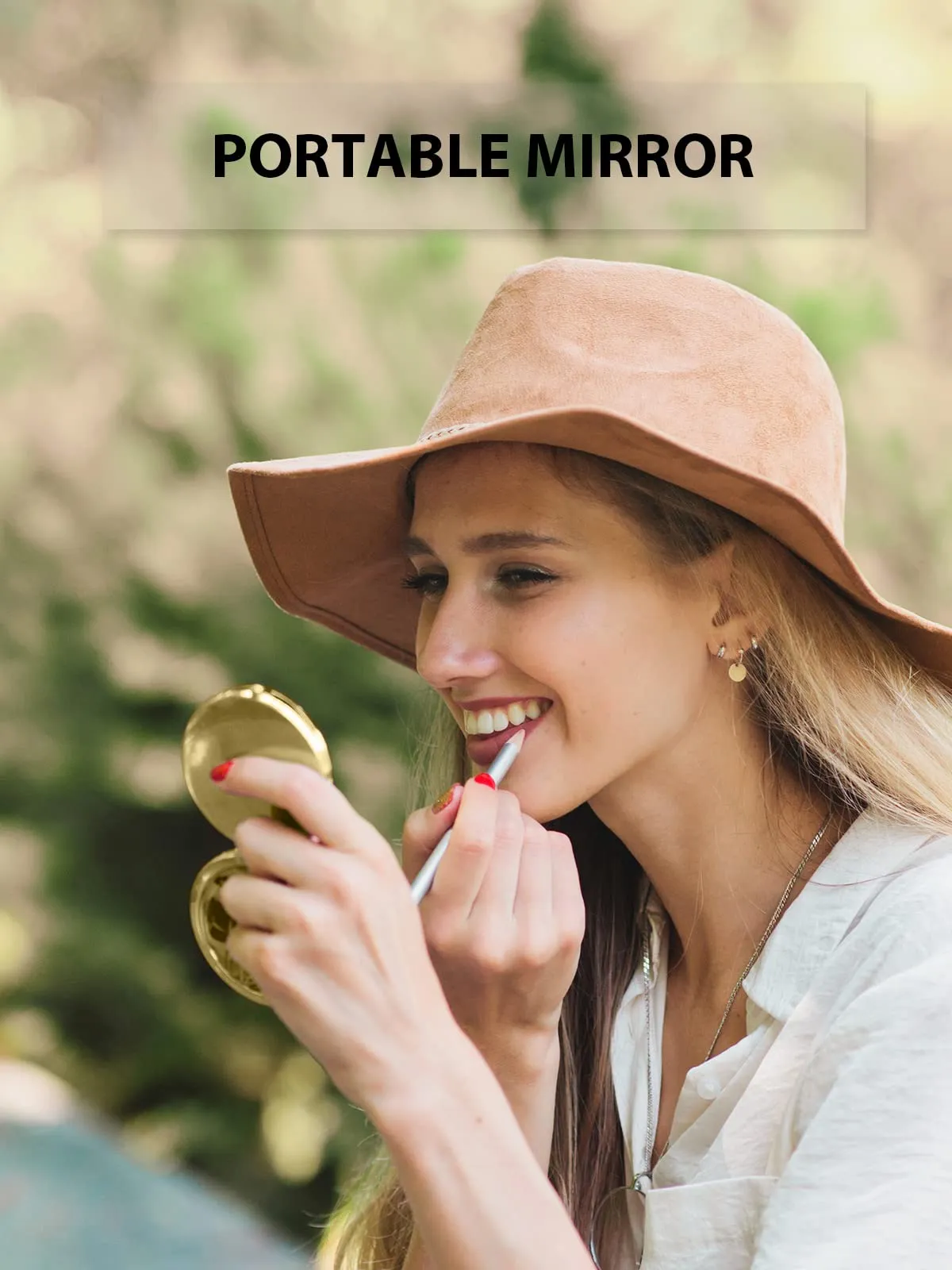 Getinbulk Compact Mirror Bulk, Set of 2 Double-Sided 1X/2X Magnifying Purse Pocket Makeup Mirrors(Round, Gold)