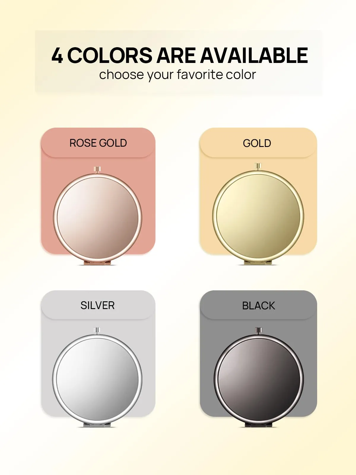 Getinbulk Compact Mirror Bulk, Set of 2 Double-Sided 1X/2X Magnifying Purse Pocket Makeup Mirrors(Round, Gold)