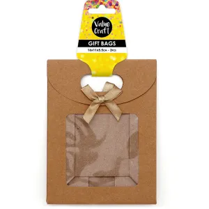GIFT BAGS W WINDOW 16X12CM NATURAL 2PC