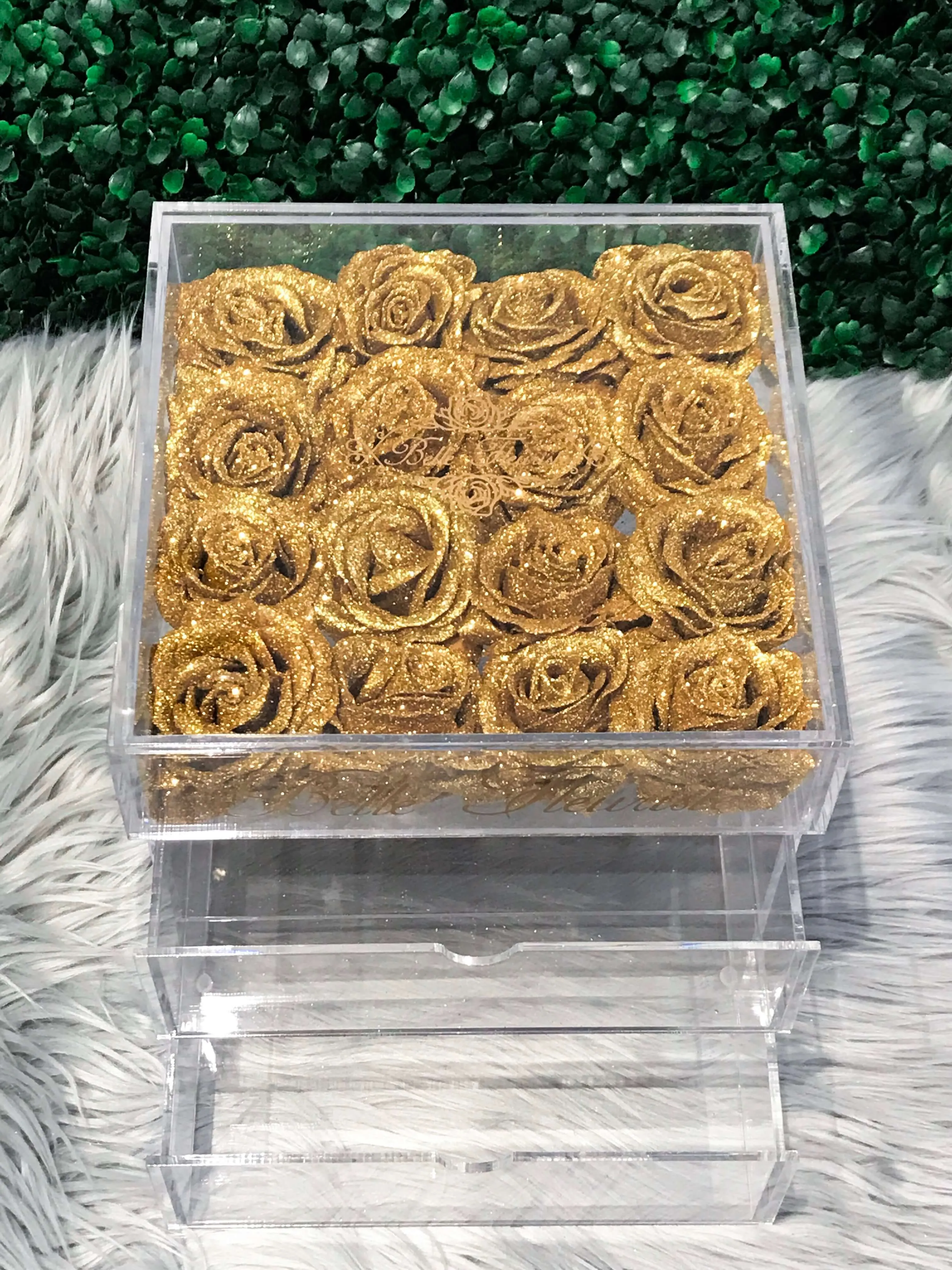 Glitter Cosmetic Box - Gold