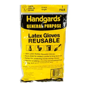 Glove Latex Large Flock Lined Yellow -  (Case = 4 x 12 Pairs) - Handgard - Packaging and Accessories - Restaurant Supplies and Equipment - Canadian Distribution