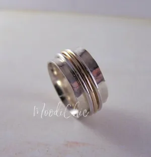 Gold Sterling Silver spinner ring