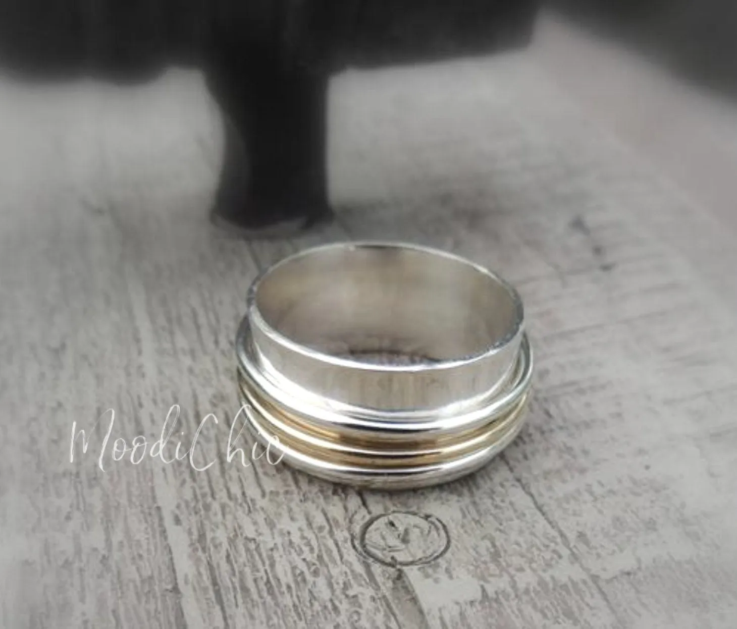 Gold Sterling Silver spinner ring