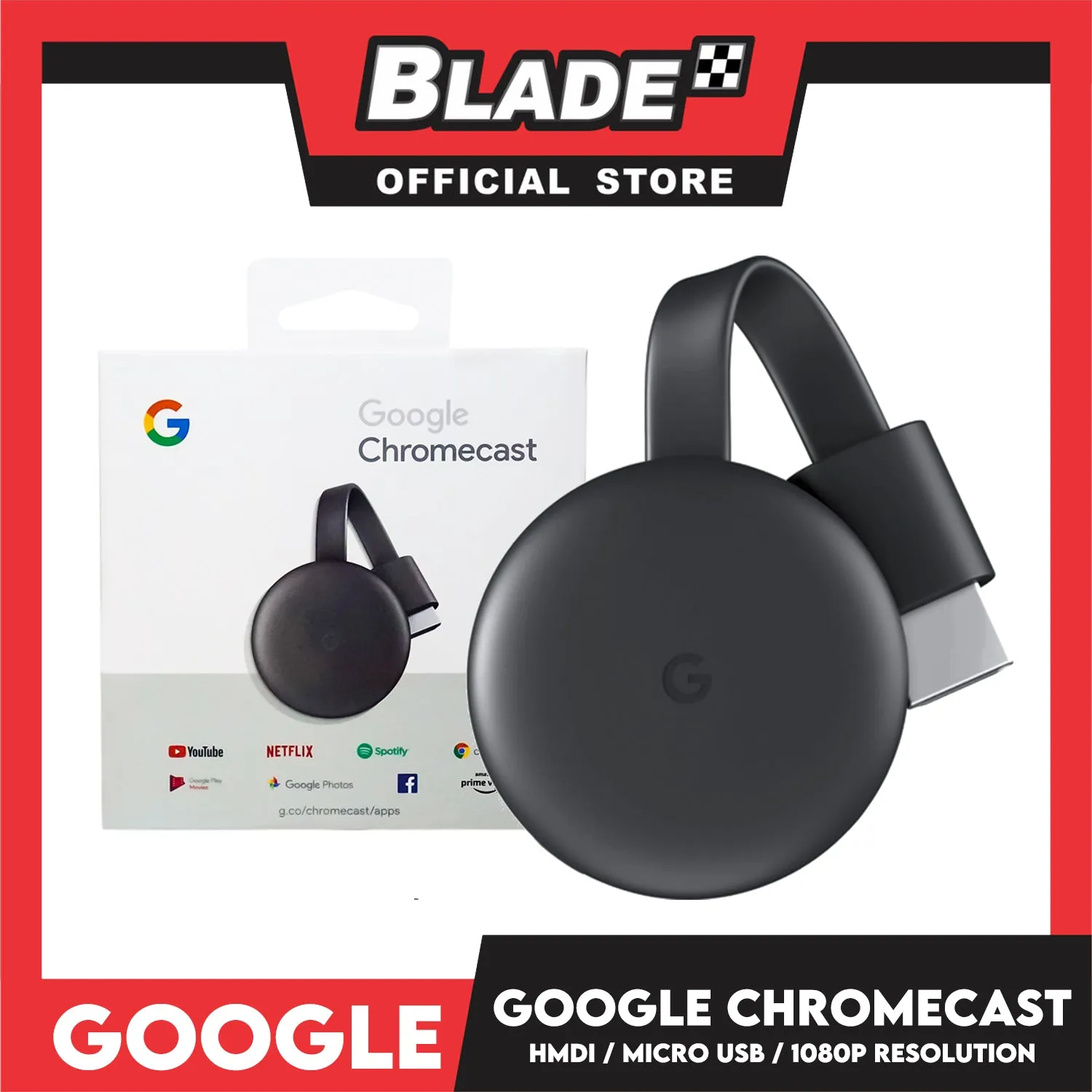 Google Chromecast 3rd Generation Streaming Device with HDMI Cable, Stream Shows, Music, Photos, and Sports from Your Phone to Your TV