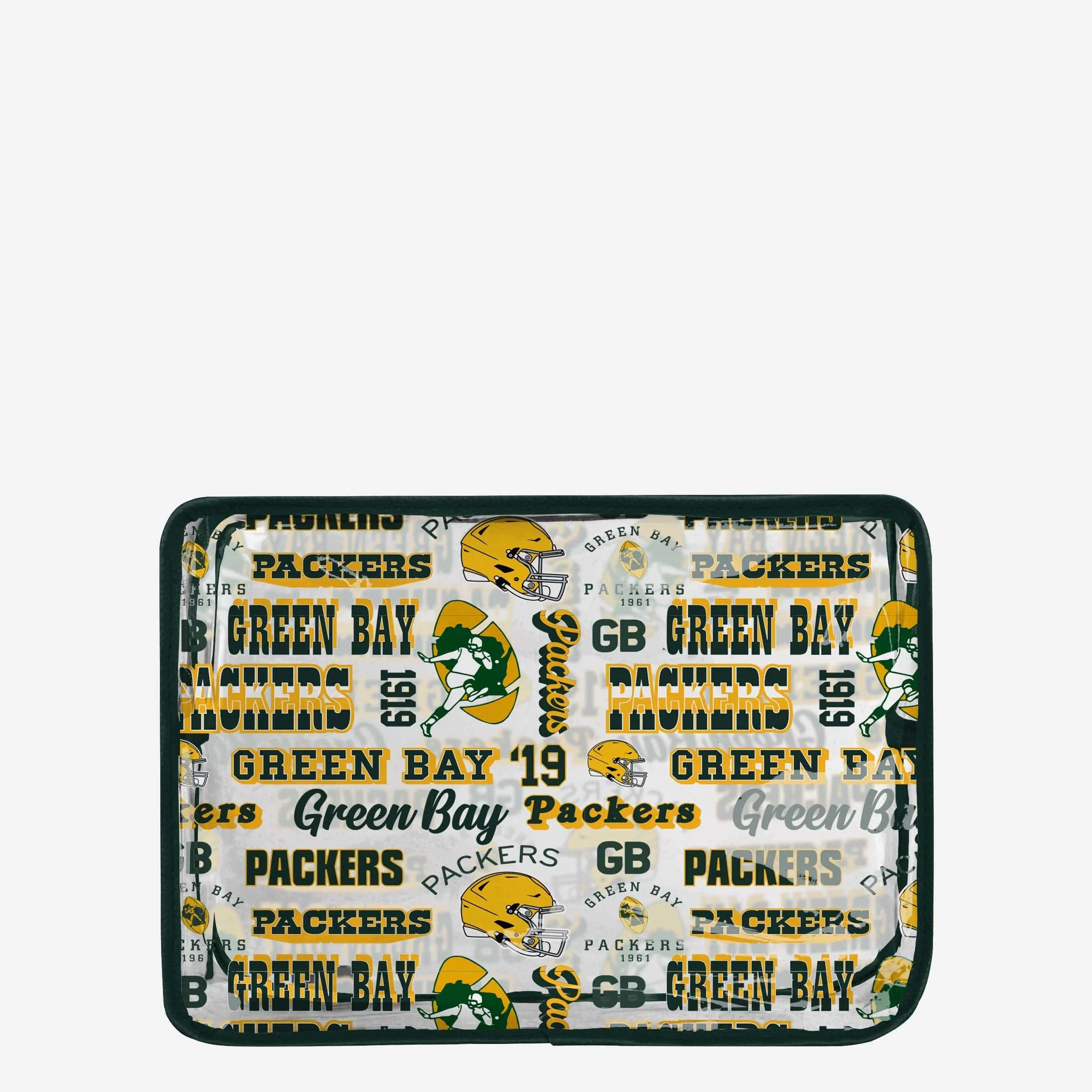 Green Bay Packers Repeat Retro Print Clear Cosmetic Bag