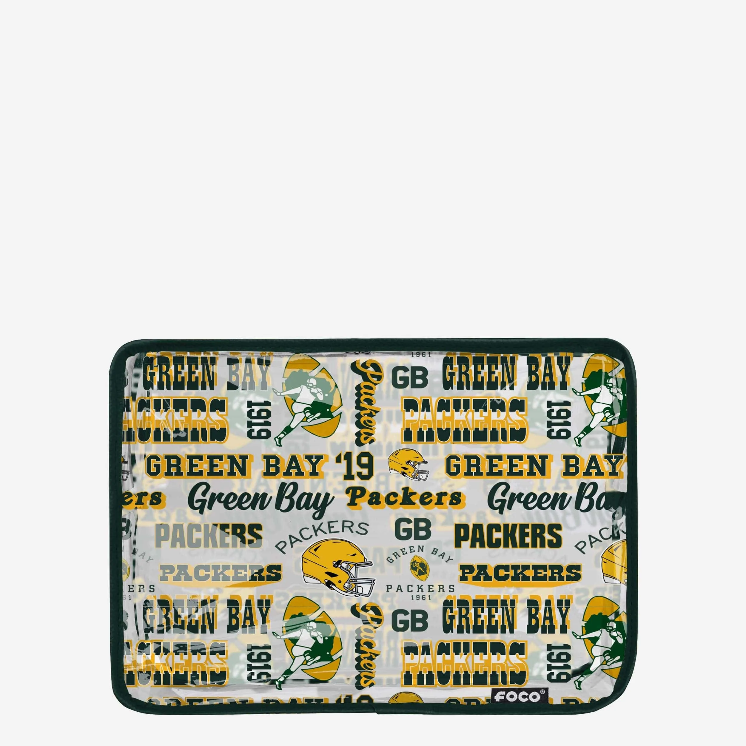 Green Bay Packers Repeat Retro Print Clear Cosmetic Bag