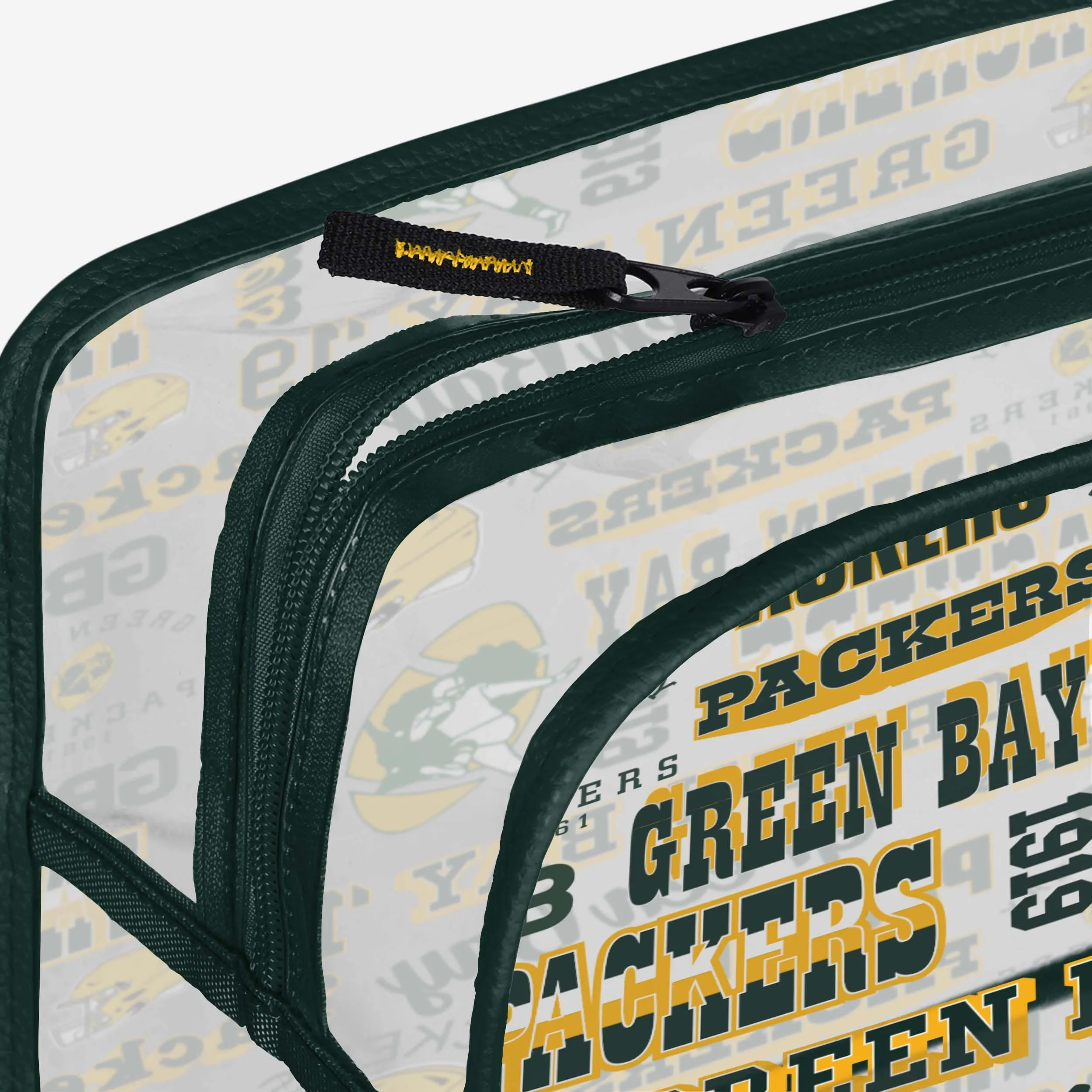 Green Bay Packers Repeat Retro Print Clear Cosmetic Bag