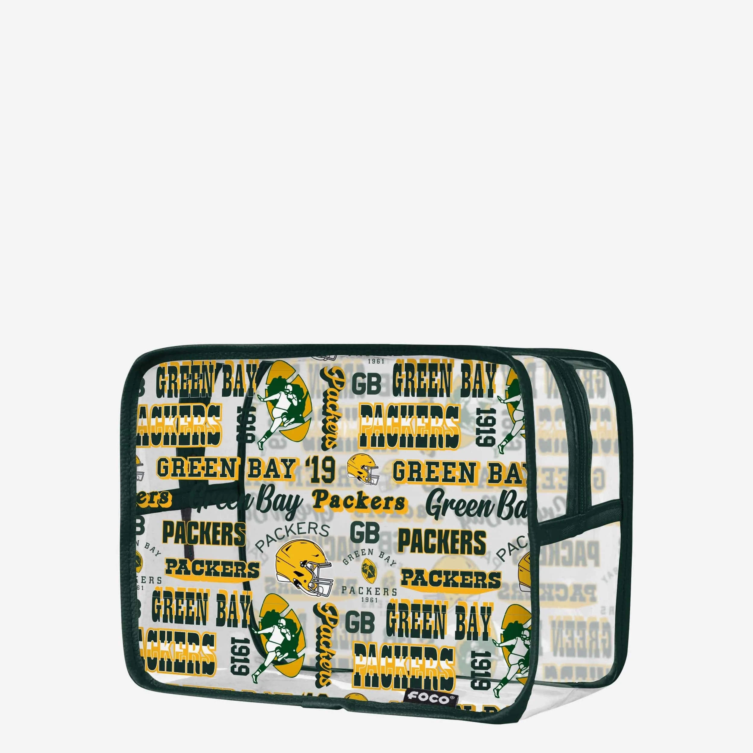 Green Bay Packers Repeat Retro Print Clear Cosmetic Bag