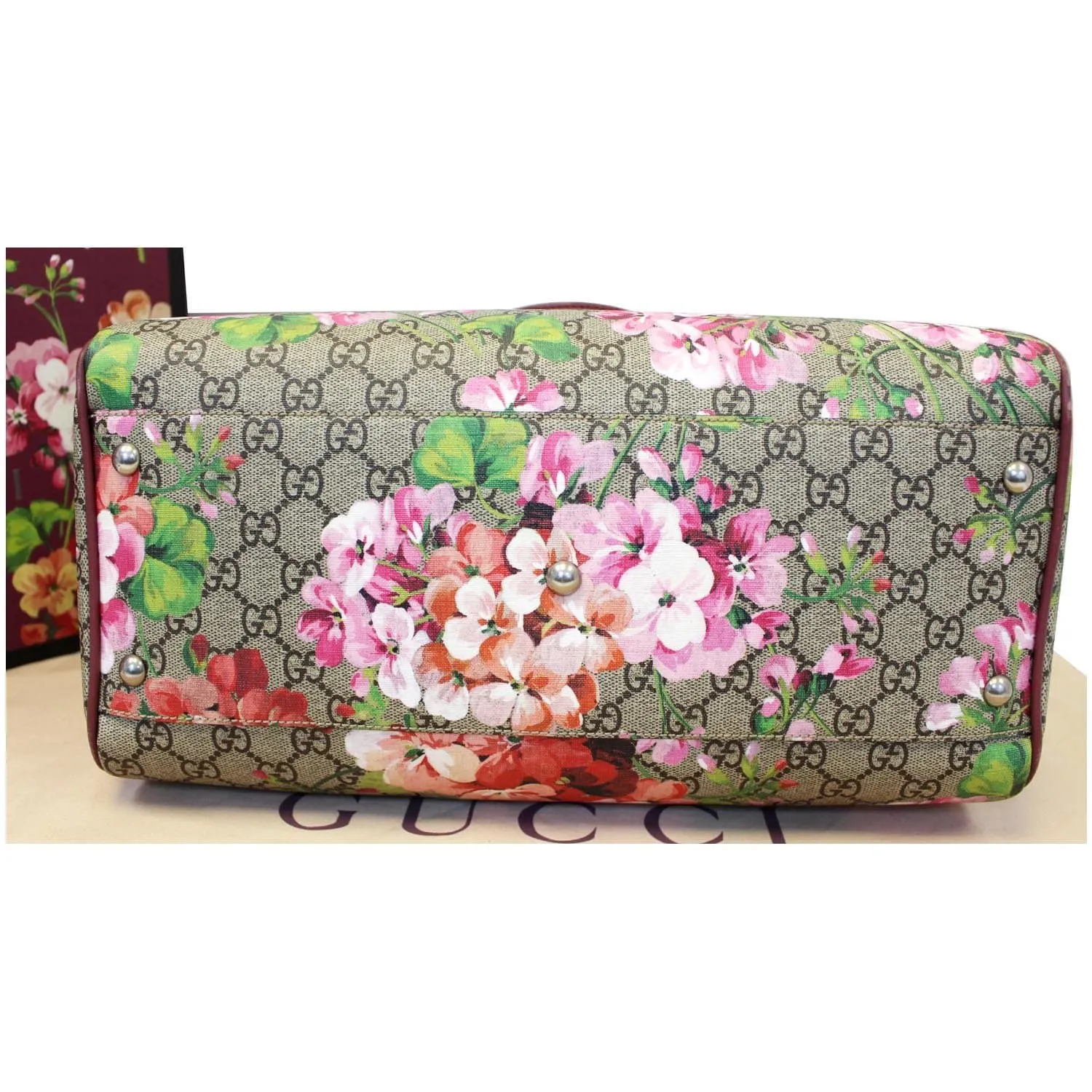 GUCCI Blooms Top Handle GG Canvas Medium Boston Bag