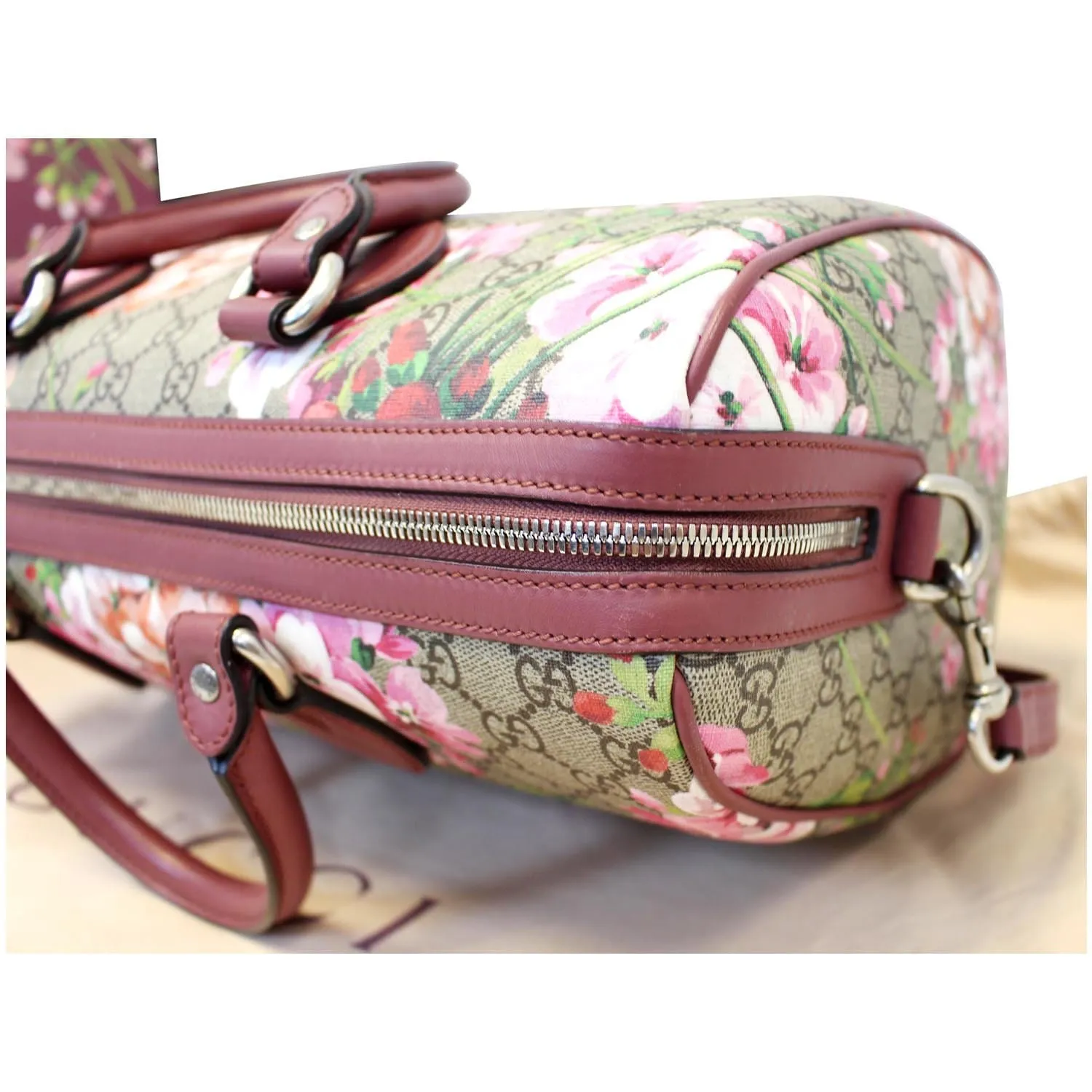 GUCCI Blooms Top Handle GG Canvas Medium Boston Bag