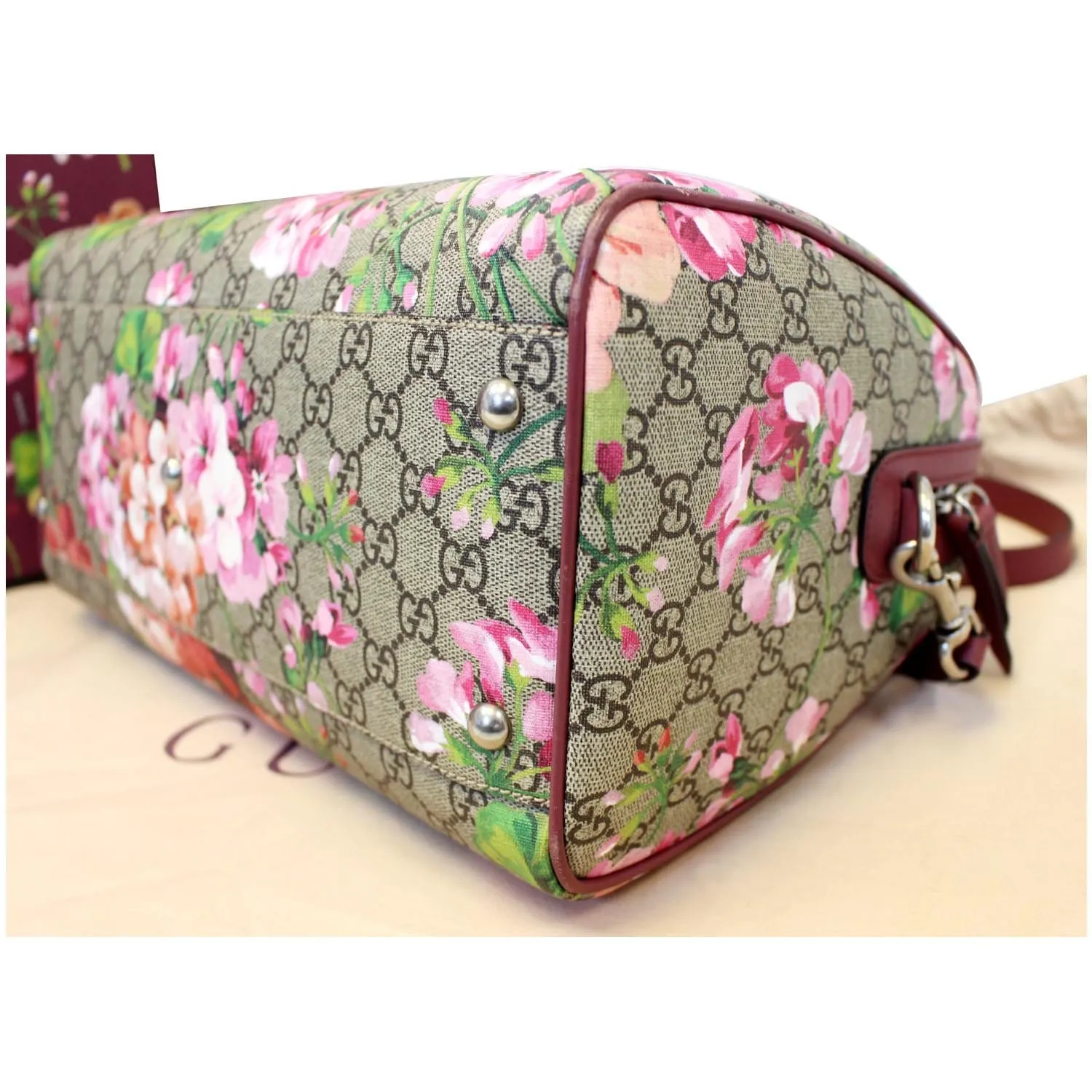 GUCCI Blooms Top Handle GG Canvas Medium Boston Bag