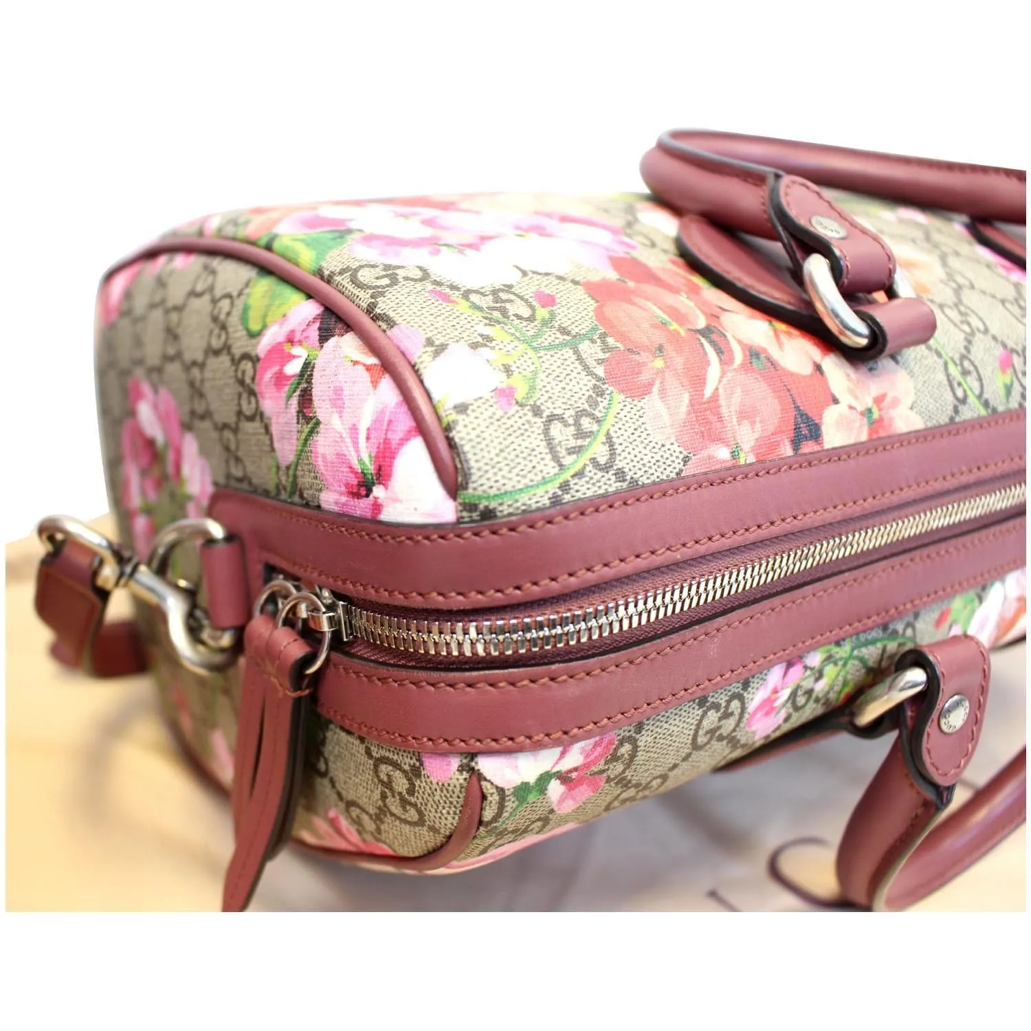 GUCCI Blooms Top Handle GG Canvas Medium Boston Bag