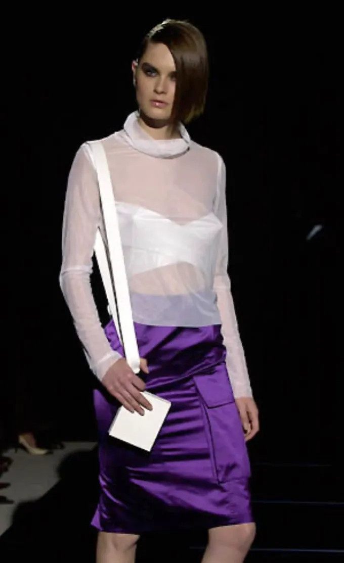 Gucci by Tom Ford S/S 2001 Runway Purple Satin Cargo Pocket Skirt, NWT