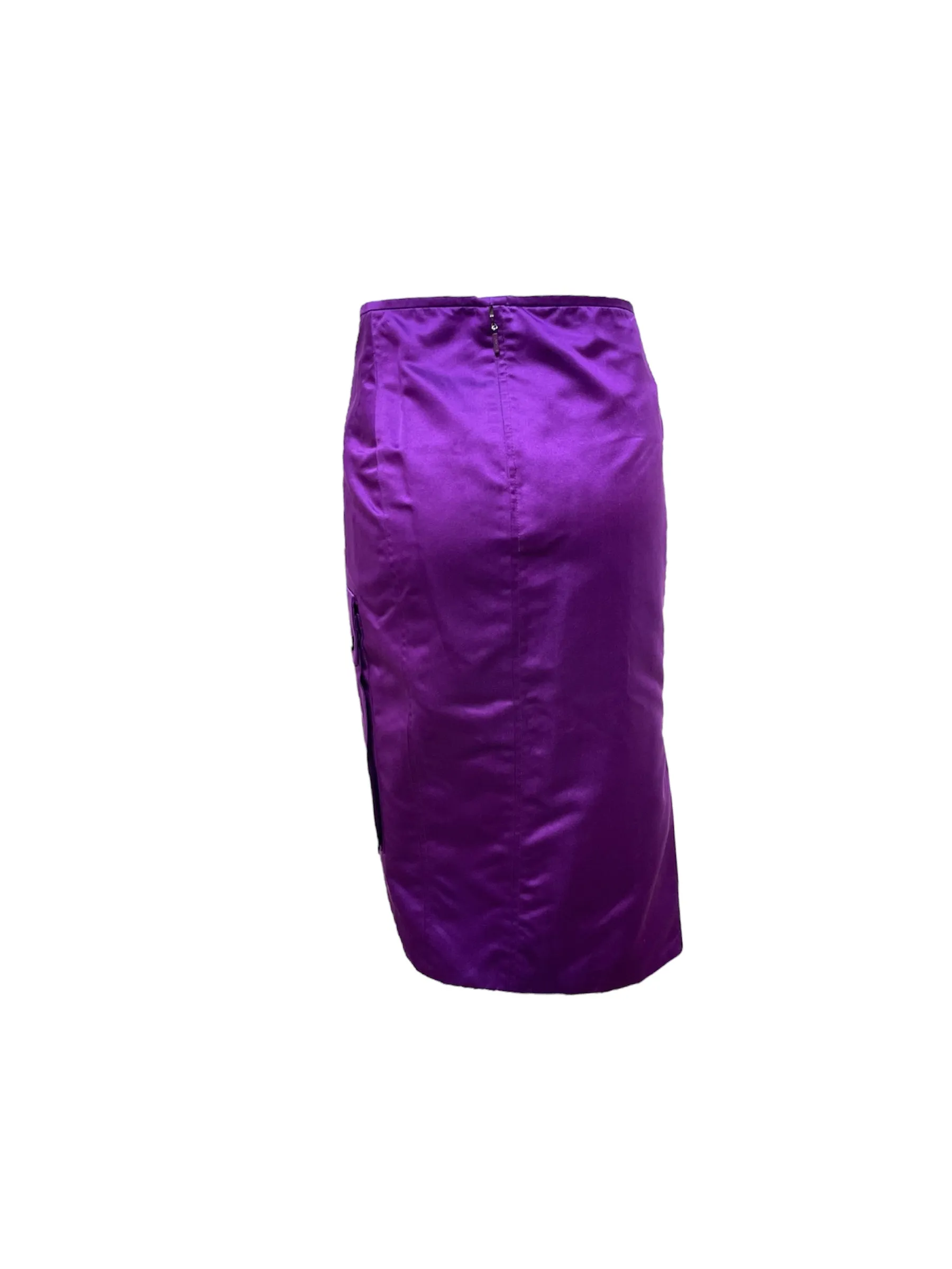 Gucci by Tom Ford S/S 2001 Runway Purple Satin Cargo Pocket Skirt, NWT