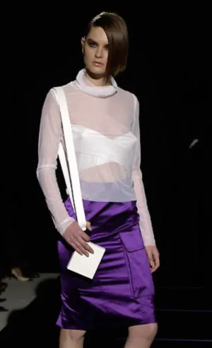 Gucci by Tom Ford S/S 2001 Runway Purple Satin Cargo Pocket Skirt, NWT