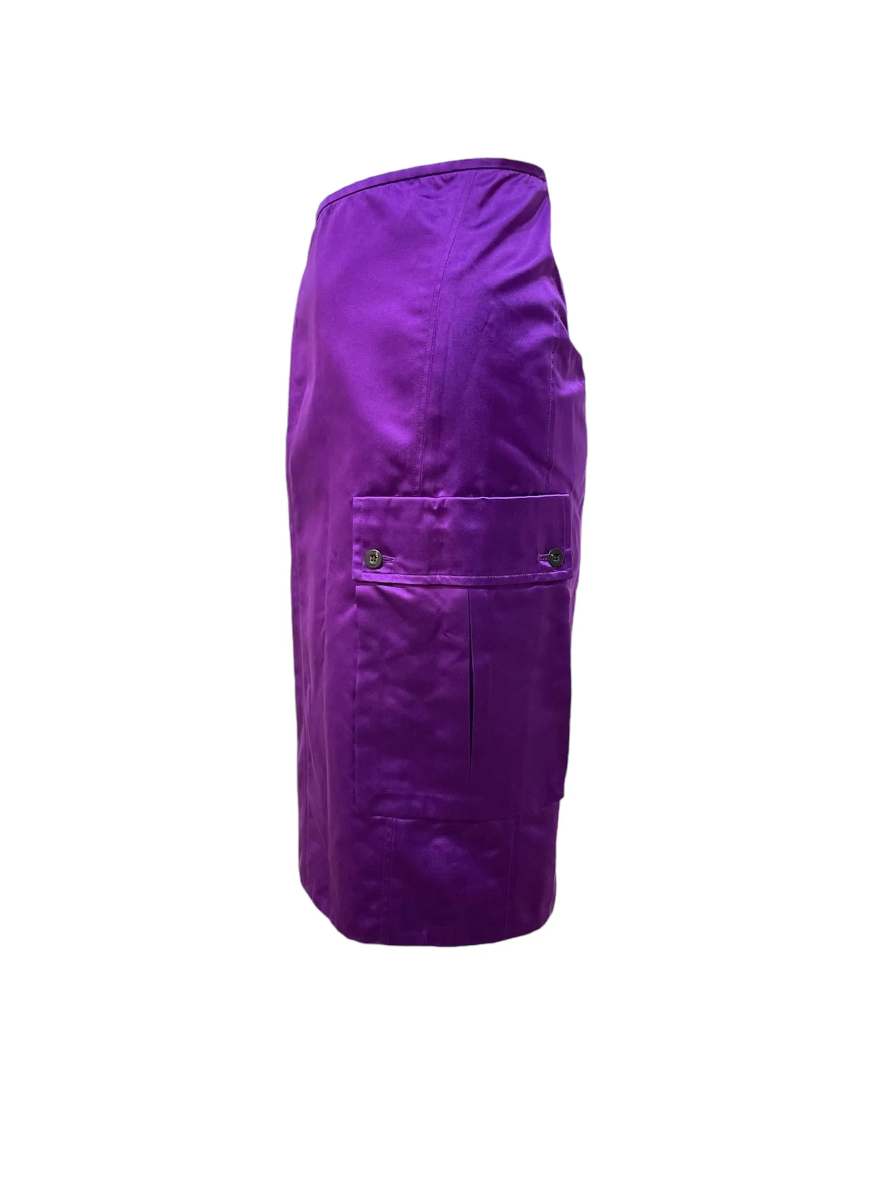 Gucci by Tom Ford S/S 2001 Runway Purple Satin Cargo Pocket Skirt, NWT