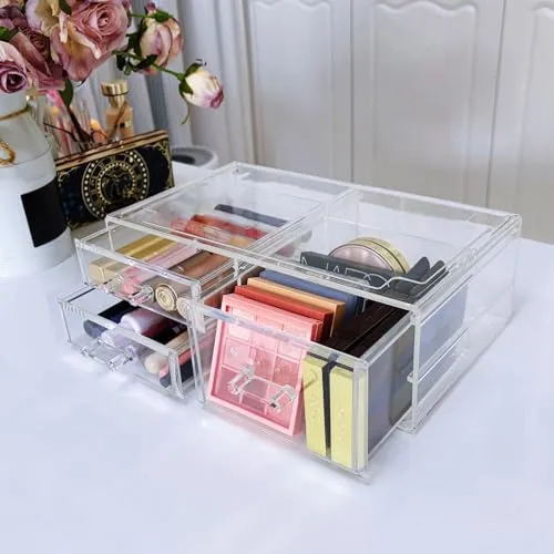 Guolich Nail Organizers Clear Acrylic Nail Jewellery Accessories Storage Case Holder Shelves Display Mesa Para Manicura Profesional Nail Table (3 Drawers)