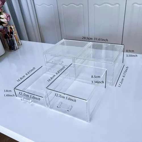Guolich Nail Organizers Clear Acrylic Nail Jewellery Accessories Storage Case Holder Shelves Display Mesa Para Manicura Profesional Nail Table (3 Drawers)