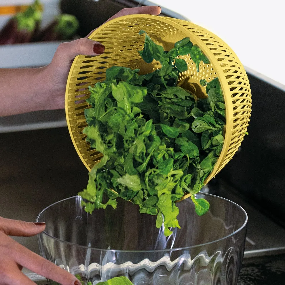 Guzzini Salad Spinner With Lid Spin & Store Preparation 26cm Acid Yellow GZ17090056