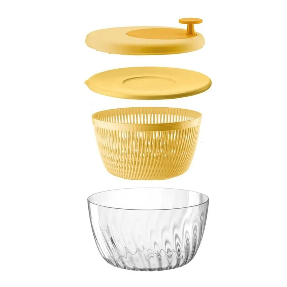Guzzini Salad Spinner With Lid Spin & Store Preparation 26cm Acid Yellow GZ17090056