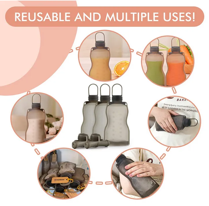 haakaa manual breast pump 150ml & reusable breast milk storage bag 5 pcs