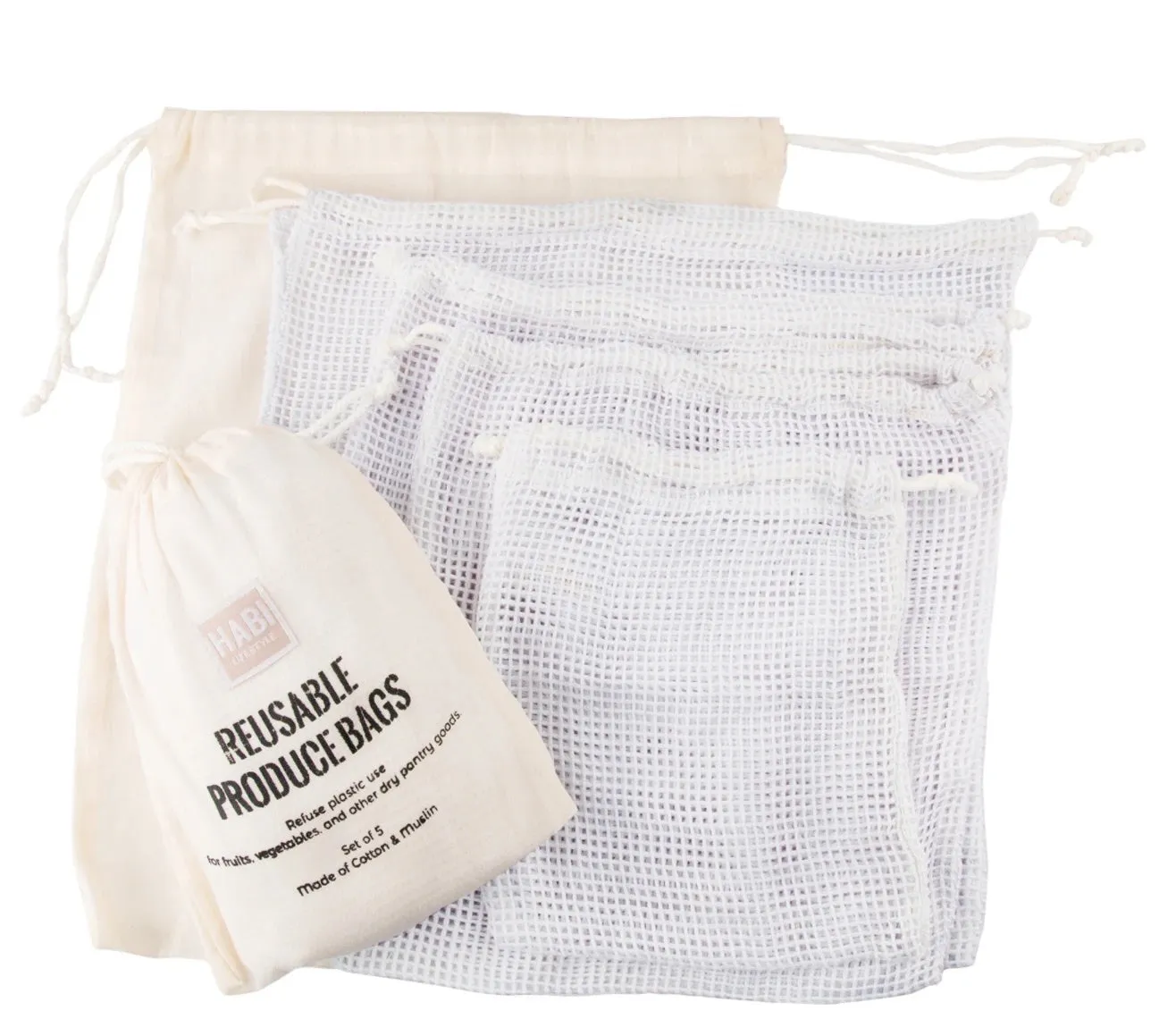 HABI Footwear and Lifestyle Reusable Produce Bags Set