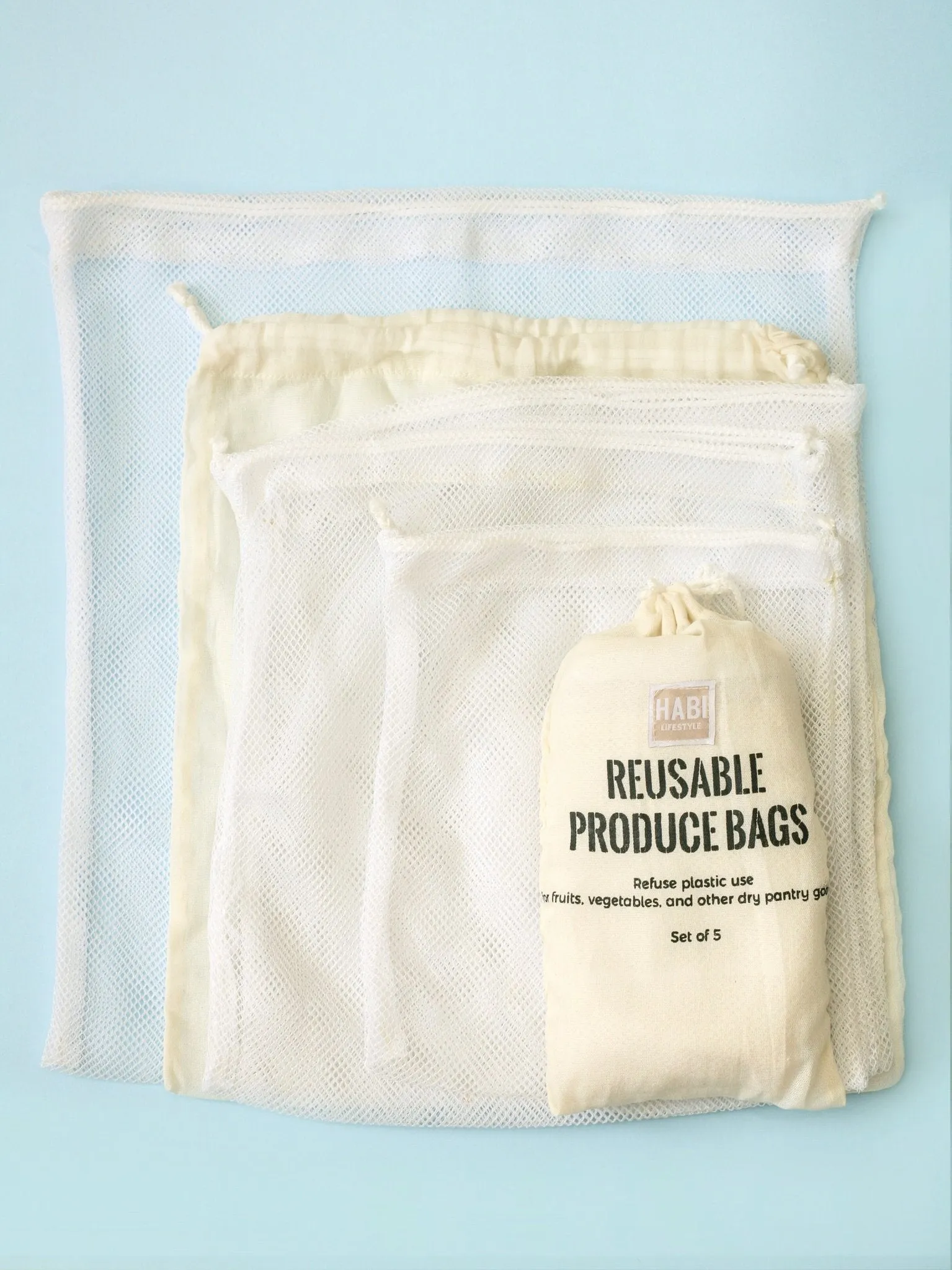 HABI Footwear and Lifestyle Reusable Produce Bags Set