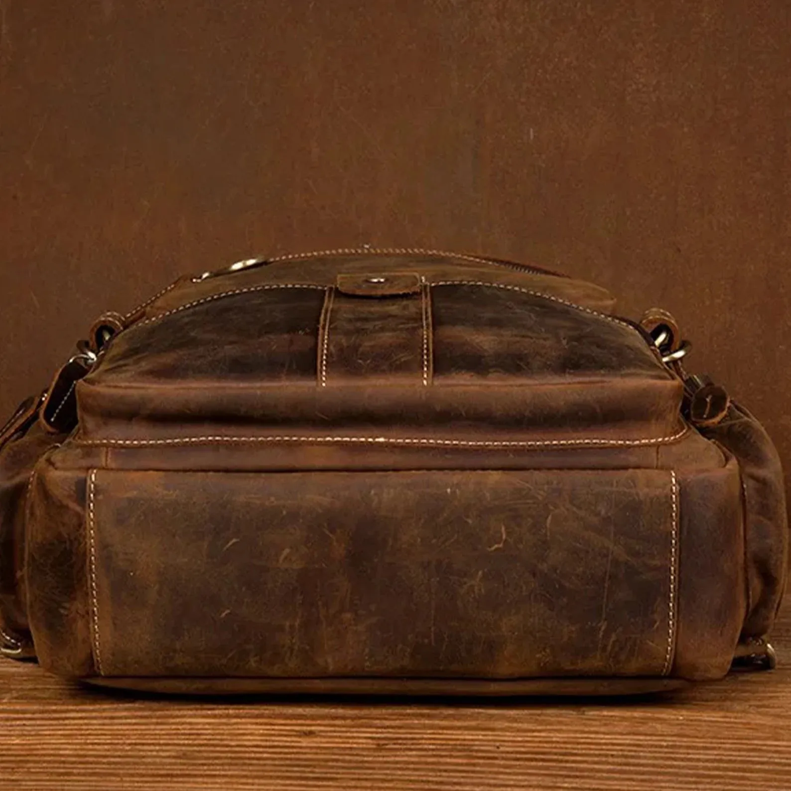 Handmade vintage leather backpack