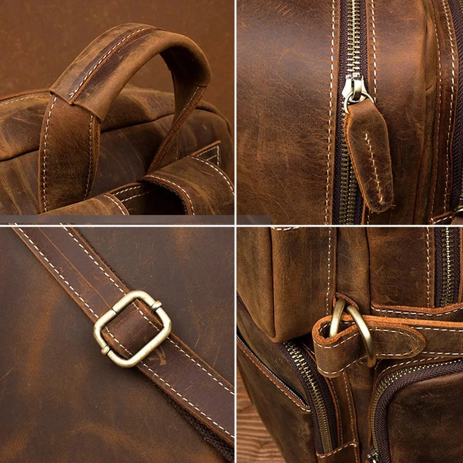 Handmade vintage leather backpack