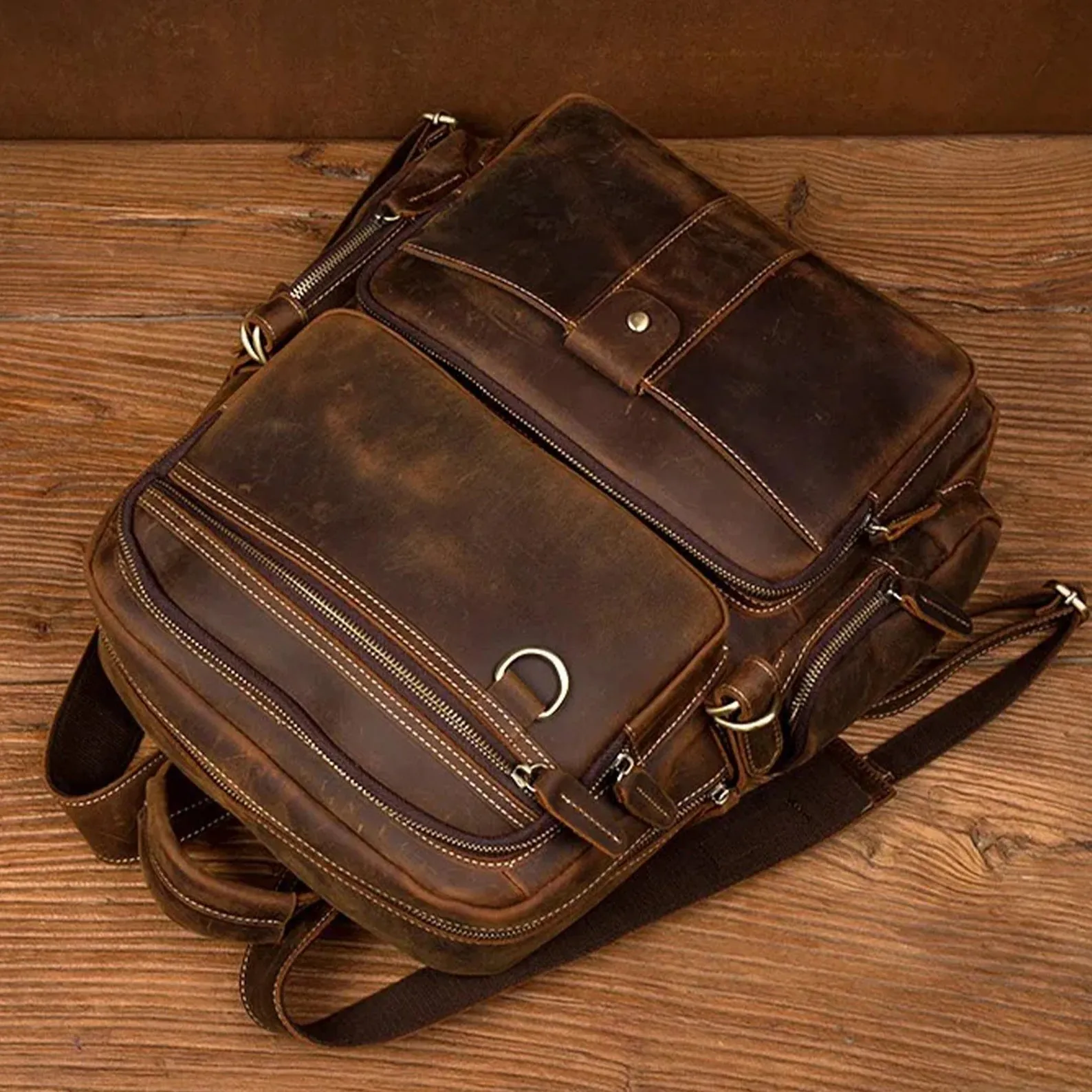 Handmade vintage leather backpack