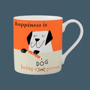 Happiness Mug Mischievous Dog with Pencil-Orange