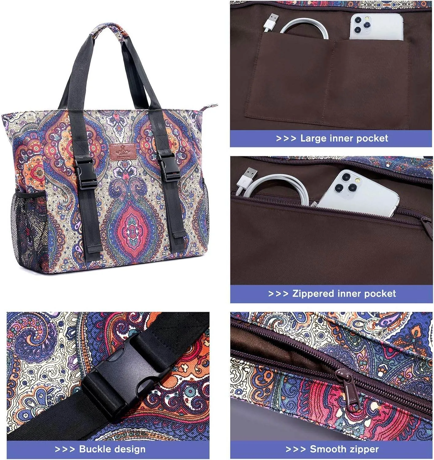 Heathyoga Multi-Functional Yoga Mat Carrier Gym Tote Bag - Large Mat Pocket, Women's Workout Bag
