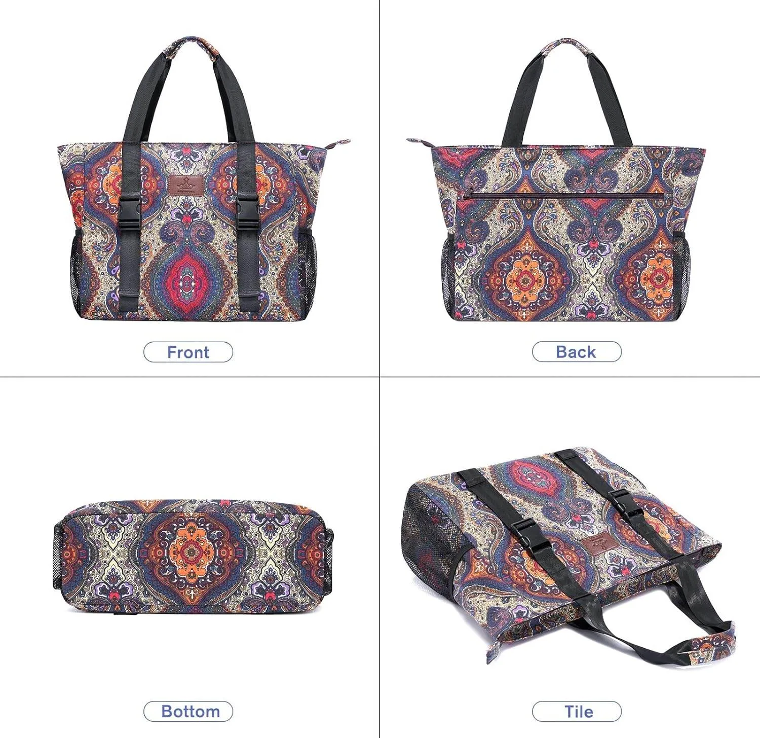 Heathyoga Multi-Functional Yoga Mat Carrier Gym Tote Bag - Large Mat Pocket, Women's Workout Bag