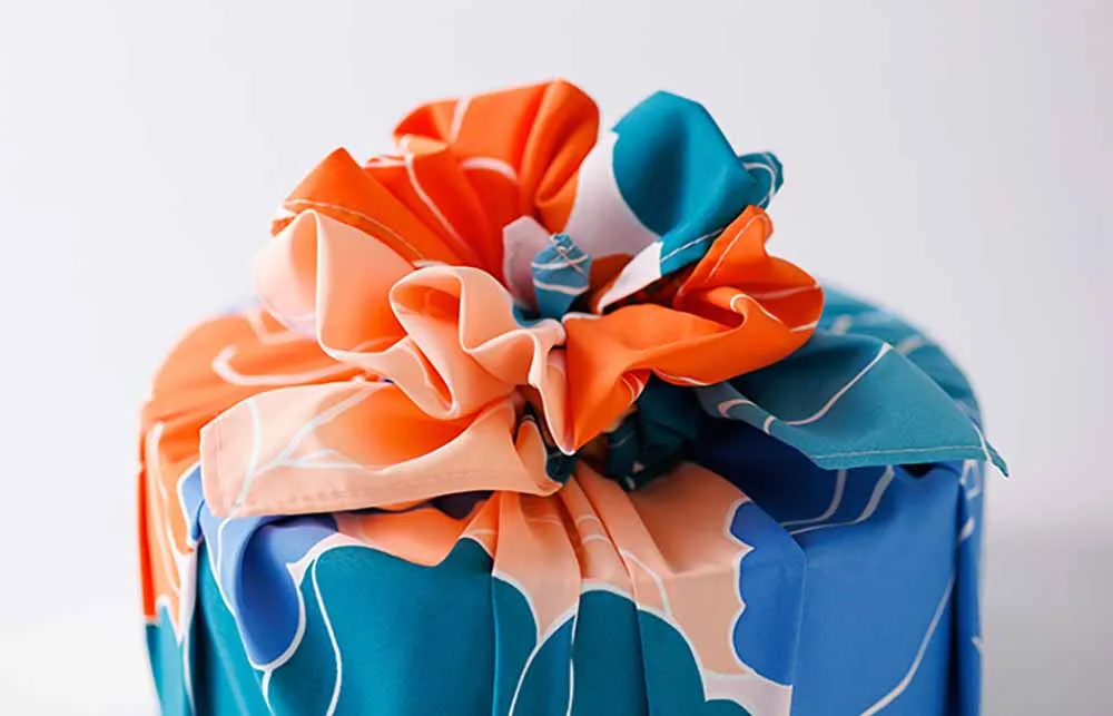 Himemusubi - Aqua Drop (Water repellent finish)  Botan  (peony)  牡丹  (Blue Green) ブルーグリーン　 - Furoshiki   70 x 70 cm