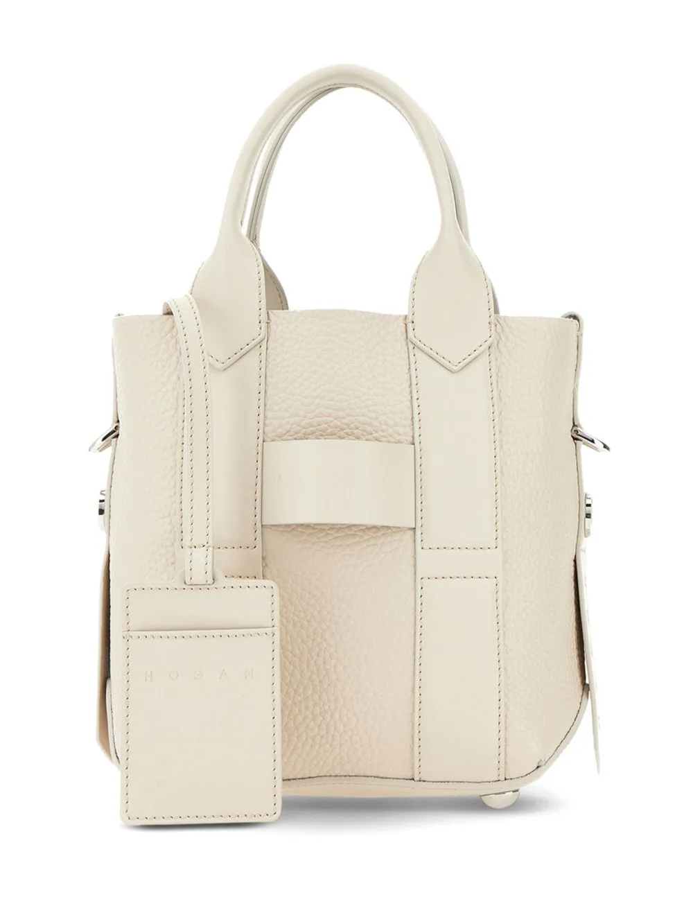 Hogan script small leather tote bag